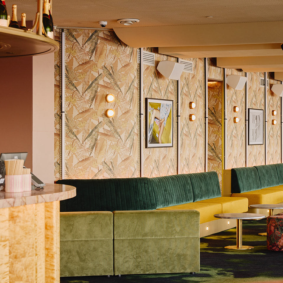 Decorative feature wall in a commercial lounge
